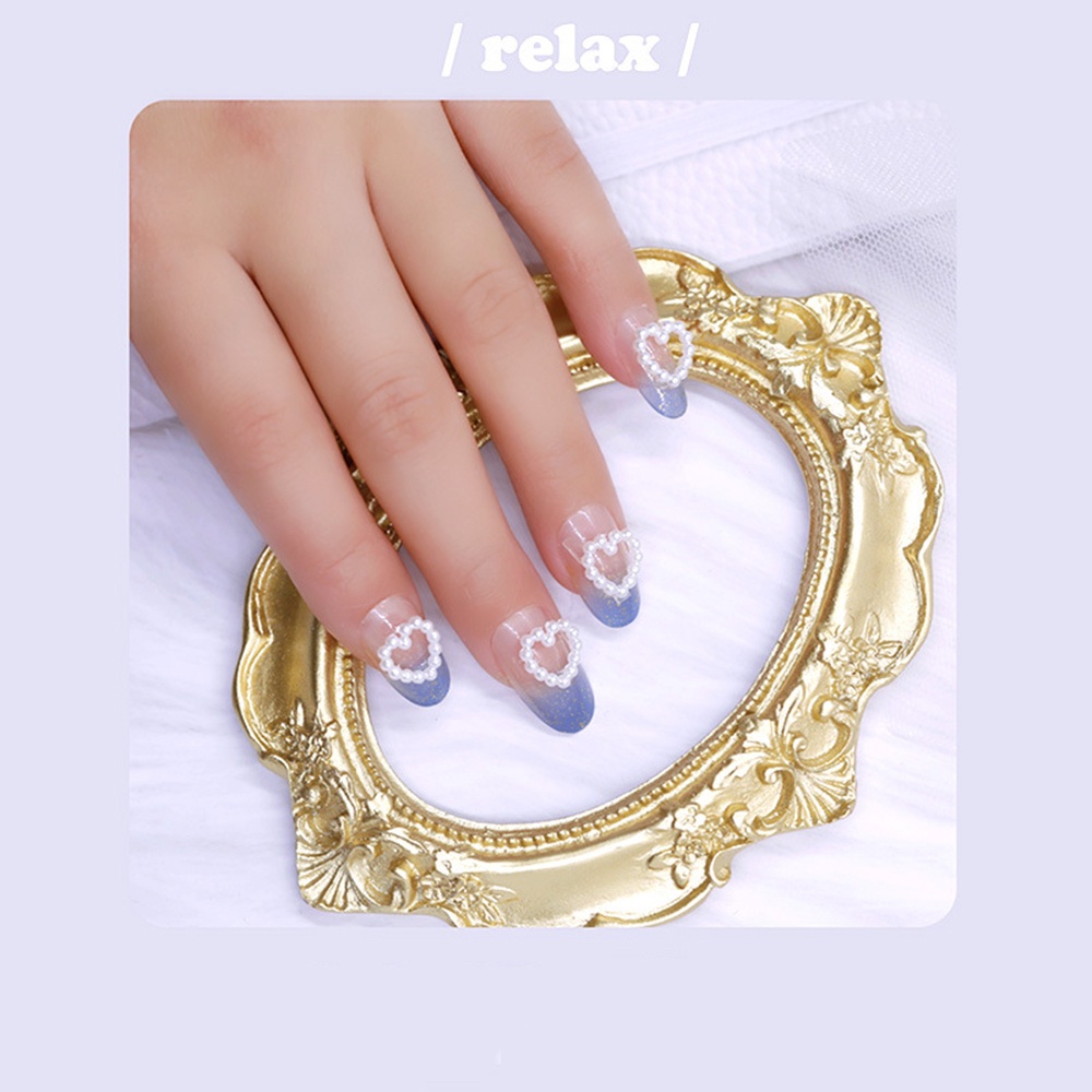 MXBEAUTY White 3D Nail Jewelry Vintage Manicure Accessories Pearl Nail Art Decoration Japanese Style Fashion Charm 20pcs Heart-shaped Design DIY Nail Art