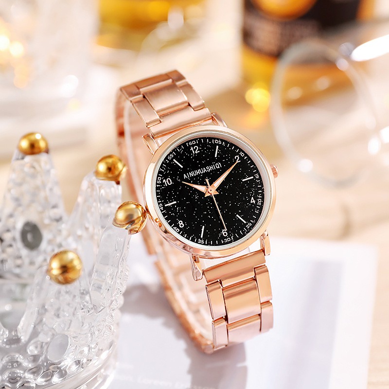 Jam Tangan Casual Quartz Analog Dengan Strap Stainless Steel Varian Warna Untuk Wanita Korean Import