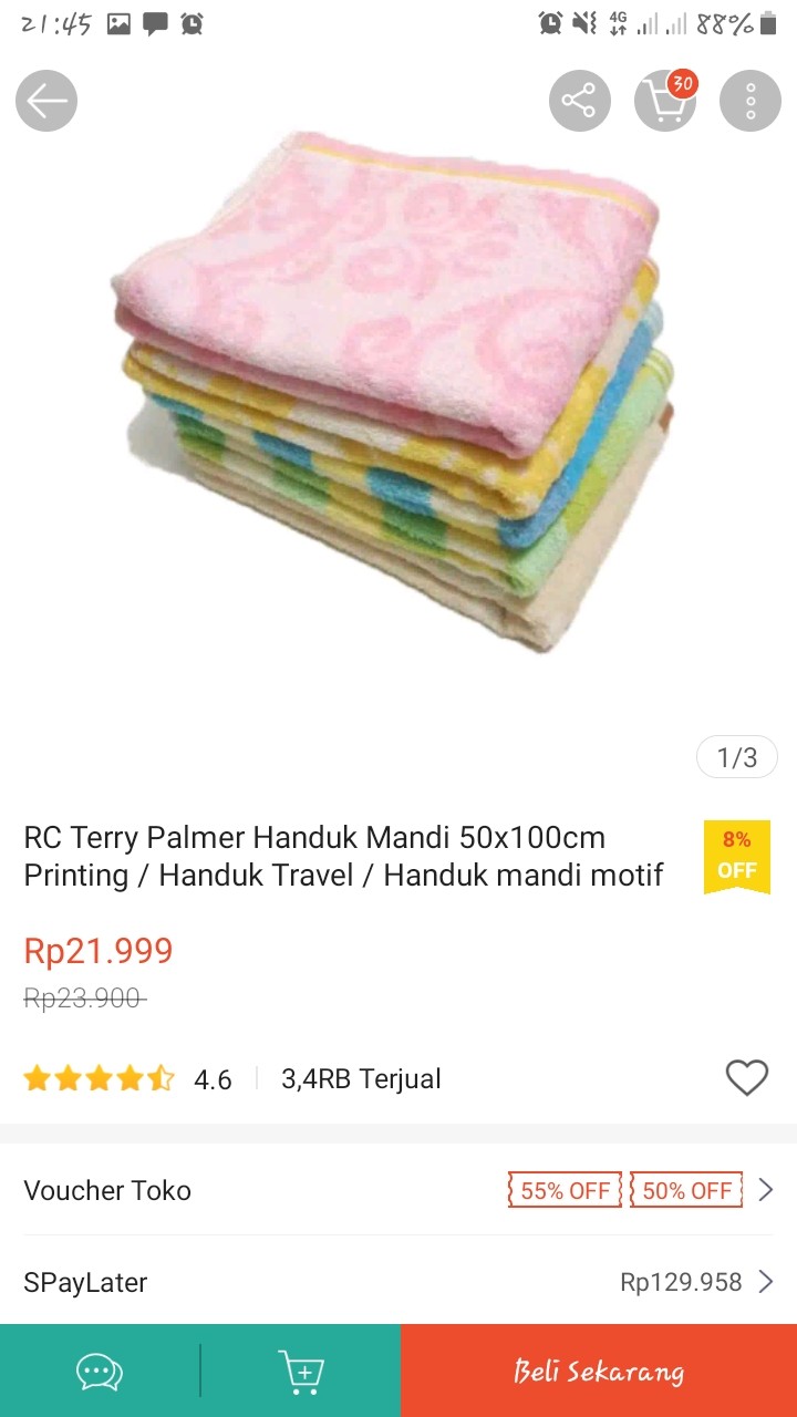Rc Terry Palmer Handuk Mandi 50x100cm Printing / Handuk Travel / Handuk Mandi Motif Printing
