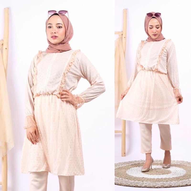 Atasan Tunik Kekinian Model Terbaru Fashion Muslim Remaja Cewek Outfit Pesta Kondangan Lebaran