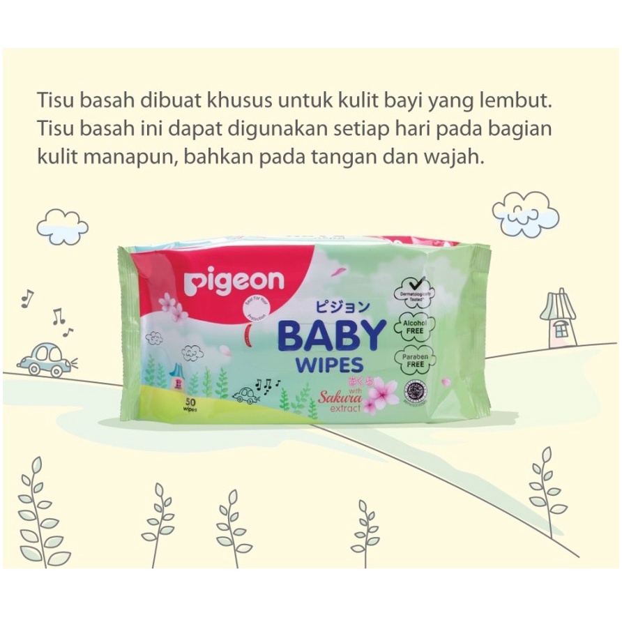 Pigeon Baby Wipes Sakura 50's Tissue Basah Bayi