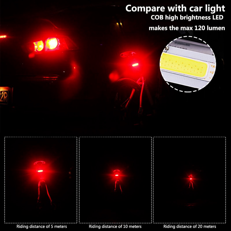 Lampu Belakang Sepeda Led 120 Lumens Usb Rechargeable Anti Air Untuk Peringatan Keamanan