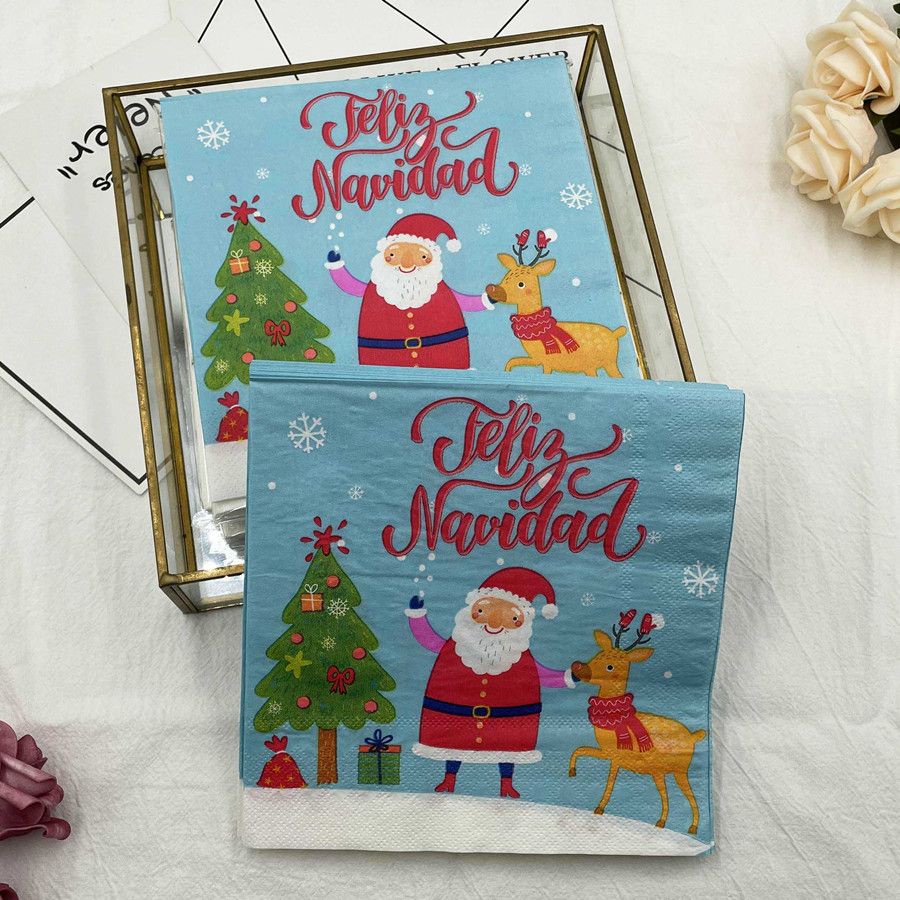 20 Sheets/Pack Christmas Theme Paper Napkin For Wedding Birthday Home Party Decoration Servilleta Supplies