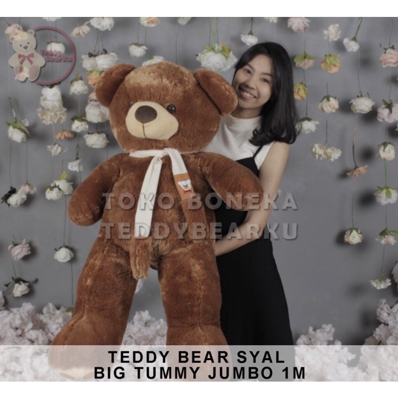 BONEKA BERUANG TEDDY BEAR SYAL Telapak JUMBO 1METER LABEL SNI