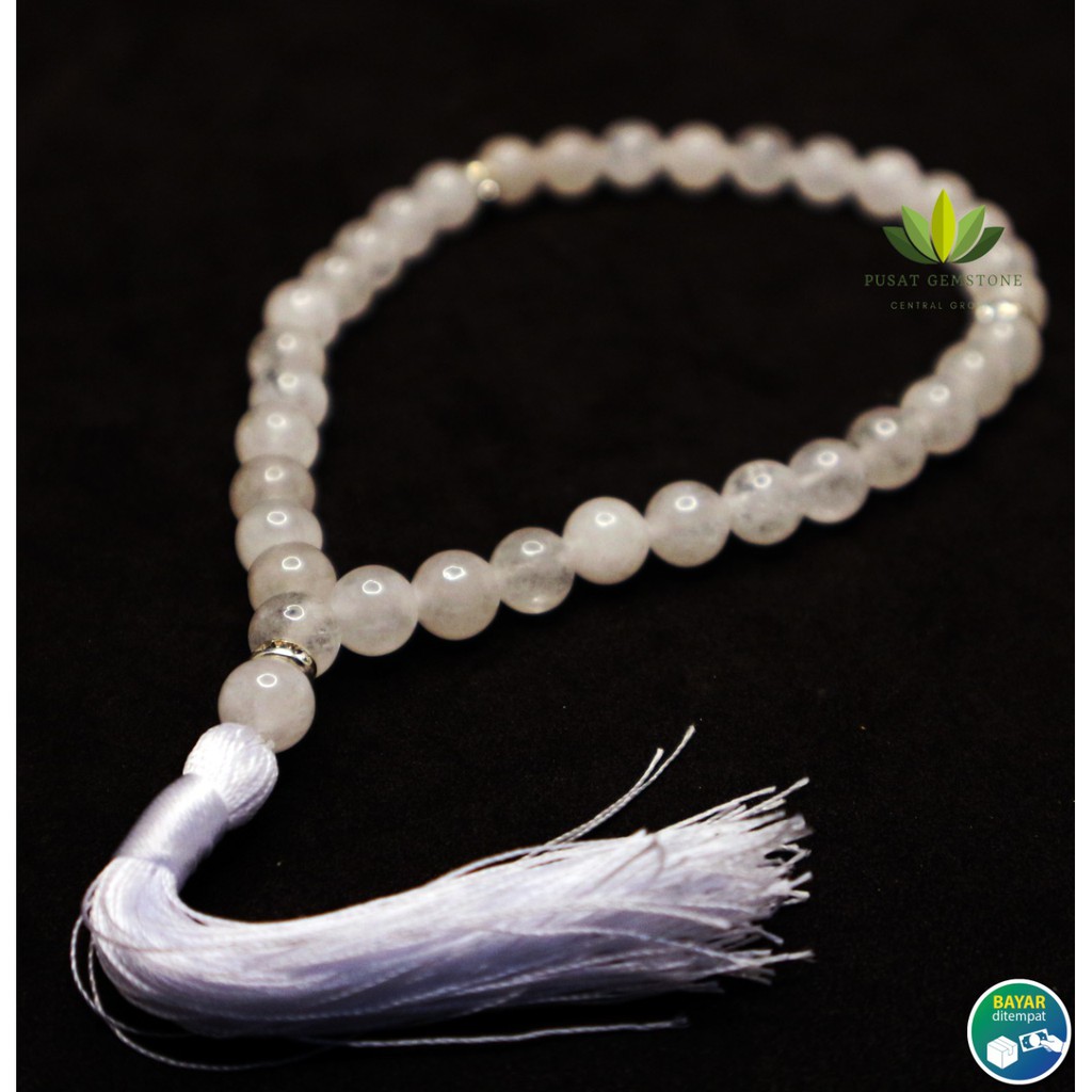 Tasbih Giok Putih Salju / Snow White 33 Butir Natural