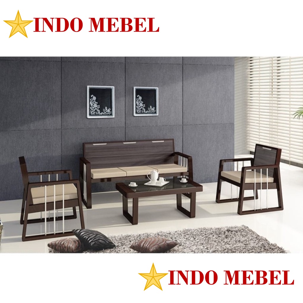 Kursi tamu / sofa kayu minimalis Siantano 311 (2) + meja tamu READY MAKASSAR PROMO