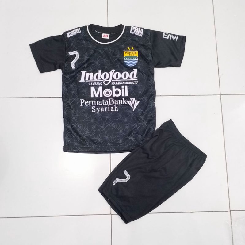 FREE NICKNAME. Setelan Jersey Bola Persib hitam Setelan Pakaian Olahraga Anak  Laki Laki Terbaru