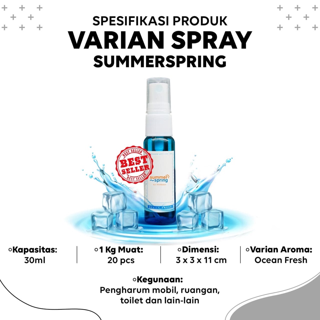 SummerSpring Spray Pengharum Mobil AC Aroma Ocean Fresh Pewangi Ruangan Kamar Parfum Kamar Mandi