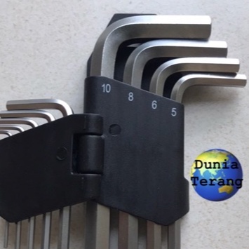 Kunci L Set Hex Key MOLLAR 9 Pcs Pendek Segi 6 Segi Enam - L Hex Key Short Flat End MLR-650113