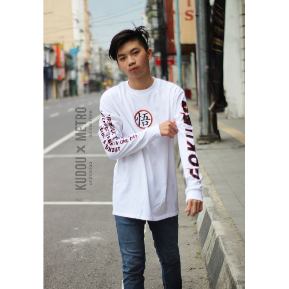 Longsleeve Karet Goku Dragonball  Super Hyperbolic Time Chamber White