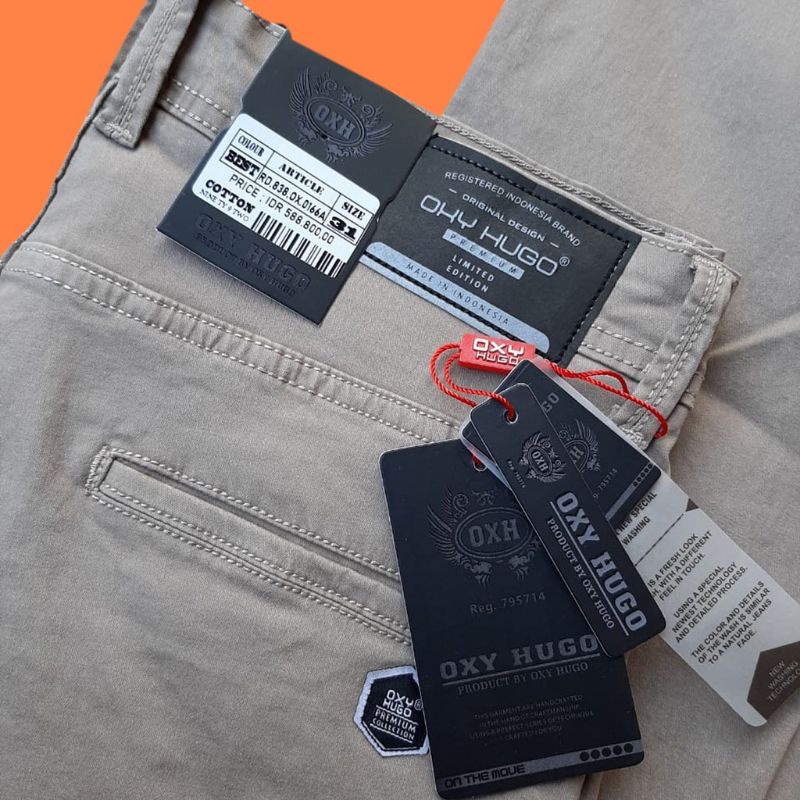Terbaru Chinos Original Oxy Hugo Chinos Pria Cardinal Slimfit Melar