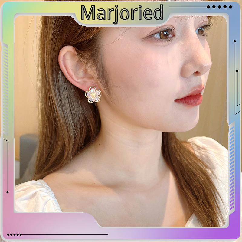 Simple Retro Super Fairy Double Layer Flower Earrings Wanita Anting Fashion Pribadi-MJD