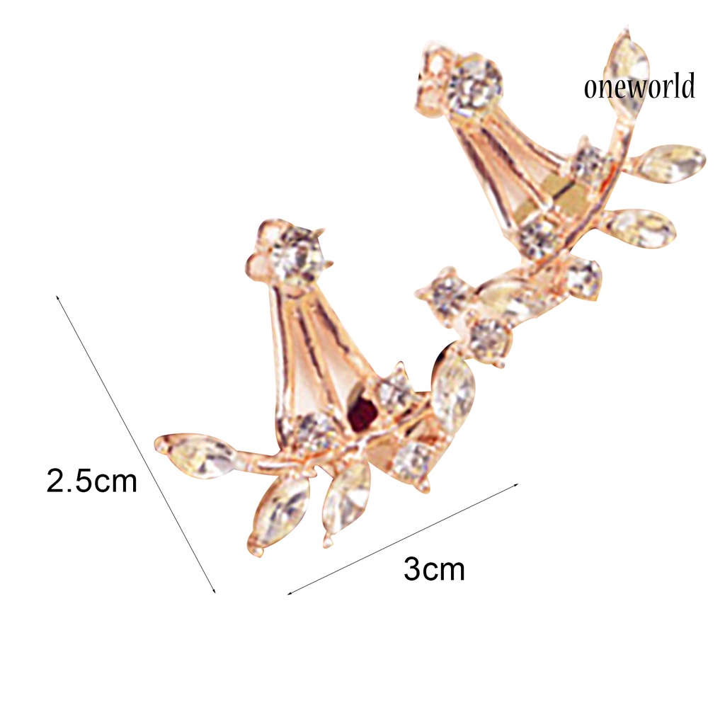 OW@ 1 Pair Women Earrings Attractive Jewelry Gift Mini Women Rhinestone Ear Studs for Wedding