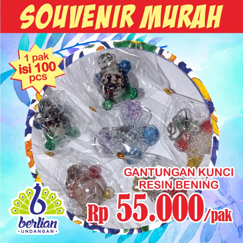 Souvenir Pernikahan Gantungan Kunci Resin Bening