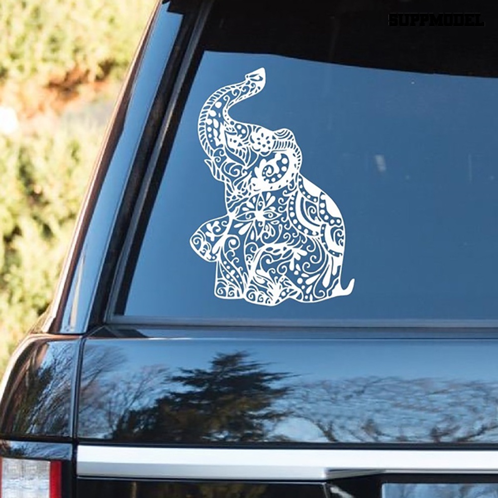 Stiker Decal Reflektif Motif Gajah + Bunga Untuk Dekorasi Jendela Mobil