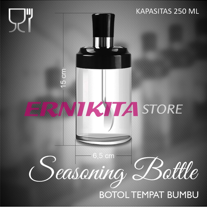 BOTOL TEMPAT BUMBU - Bahan Kaca Sendok Menempel Tutup
