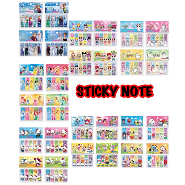 PGC [ PERSET ISI 100pcs] sticky note plastik motif / stick note bookmark pembatas buku