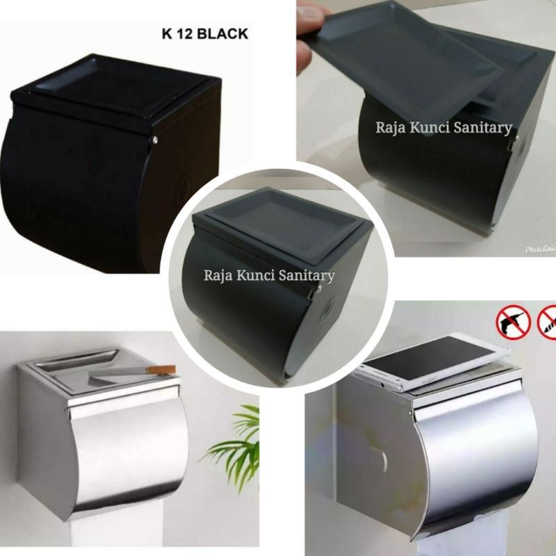 Tempat Tissue Hitam/Black/Tempat Tisu Rol/Tempat Tissue Gulung StainlessBlack