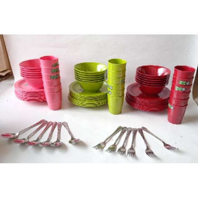 Piring Set Melamin 36 Pcs Golden Flying Fish 1 Set Peralatan Makan Murah