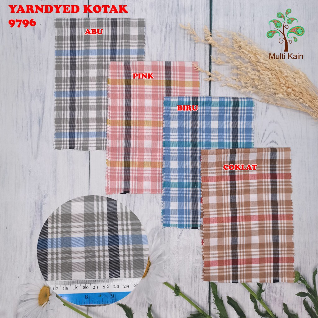 bahan multi kain katun tenun yarndyed kotak / salur basik basic