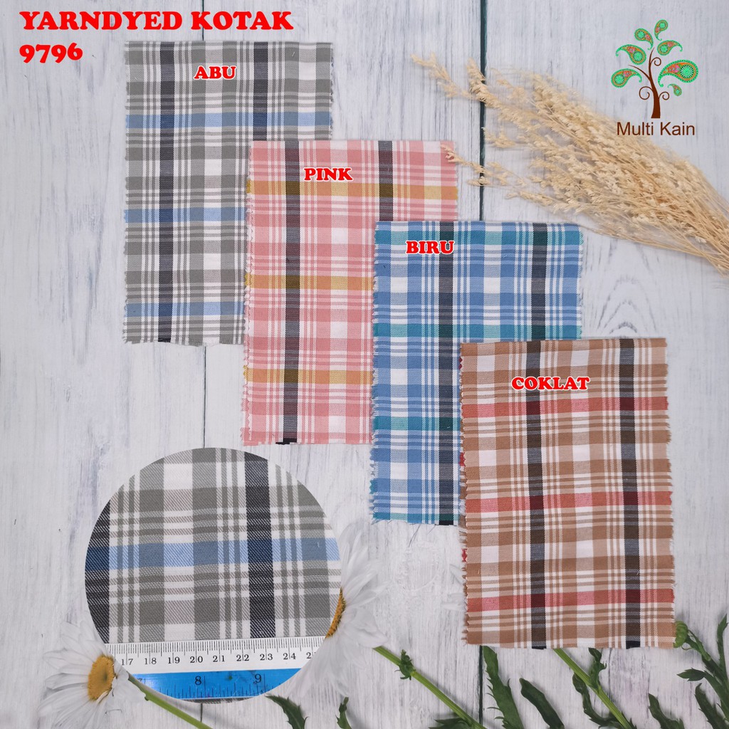 bahan multi kain katun tenun yarndyed kotak / salur basik basic