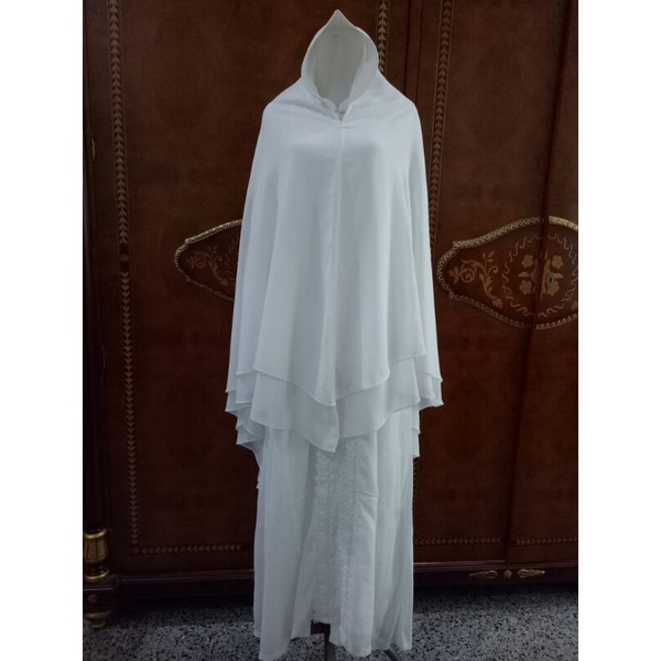 Gamis Putih Set Jilbab Syari Jumbo Big Size Non Busui Preloved