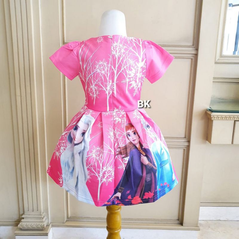 GA2603 FROZEN BUTTERFLY PURPLE DRESS GAUN BIRTHDAY ULANG TAHUN ANAK UNGU ELSA ANNA MURAH IMPORT LUCU