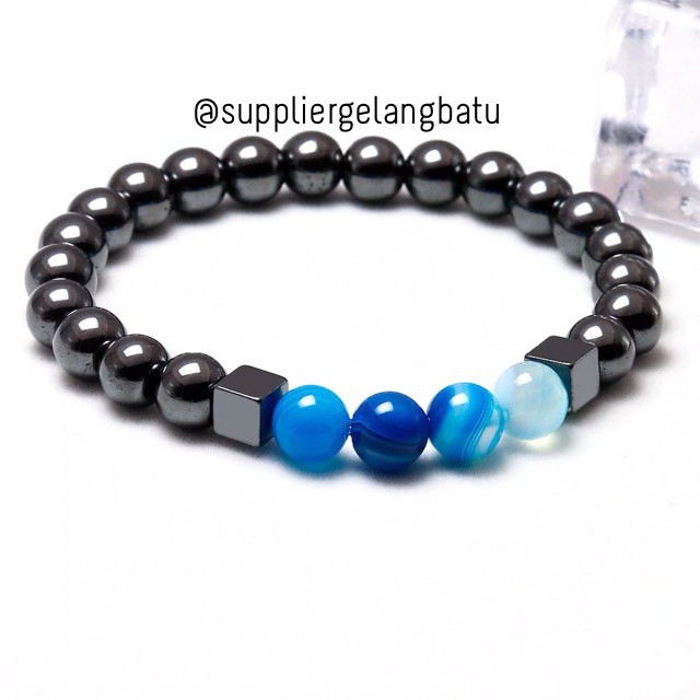 gelang batu blustin hematite aquamarine bongkah akik agate pilihan termurah