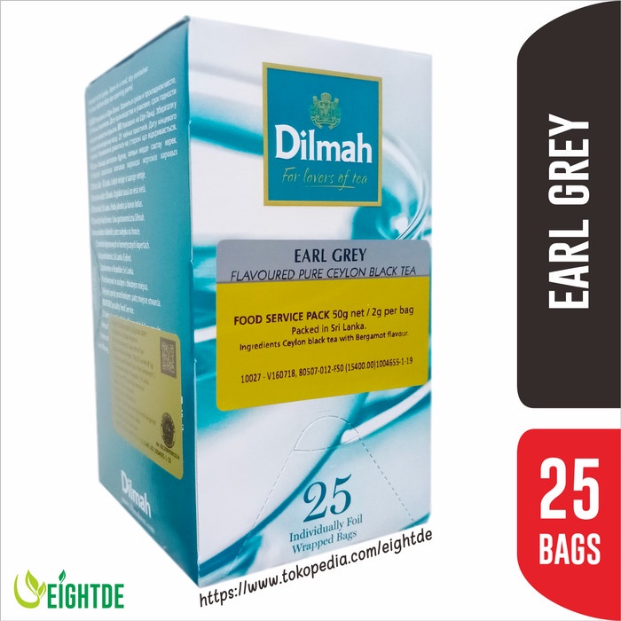 

B0621D Dilmah Earl Grey Tea Bags Enveloped 25 Sachets 054