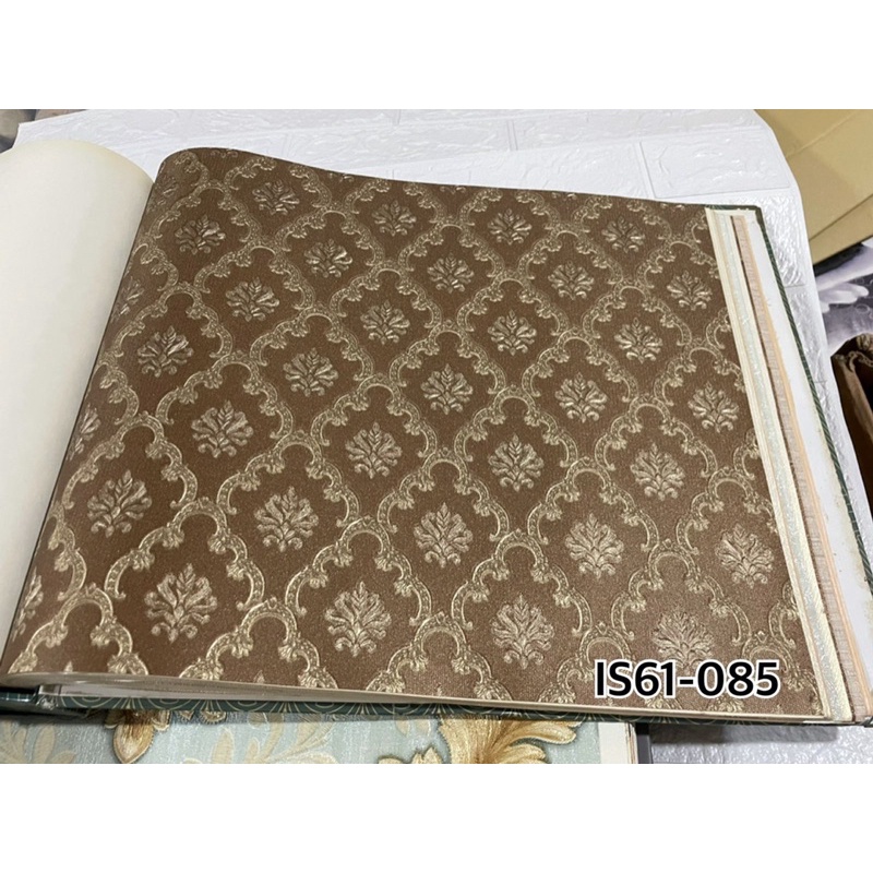Jual Wallpaper Dinding Klasik Ornamen Mewah Coklat cream gold Motif