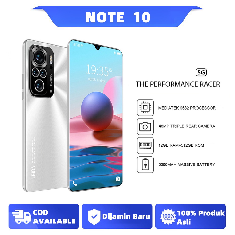 【COD】2021 versi internasional terbaru Note10 Pro 12GB+512GB layar HD 7.2 inci Android 10.0 ponsel siswa kursus online