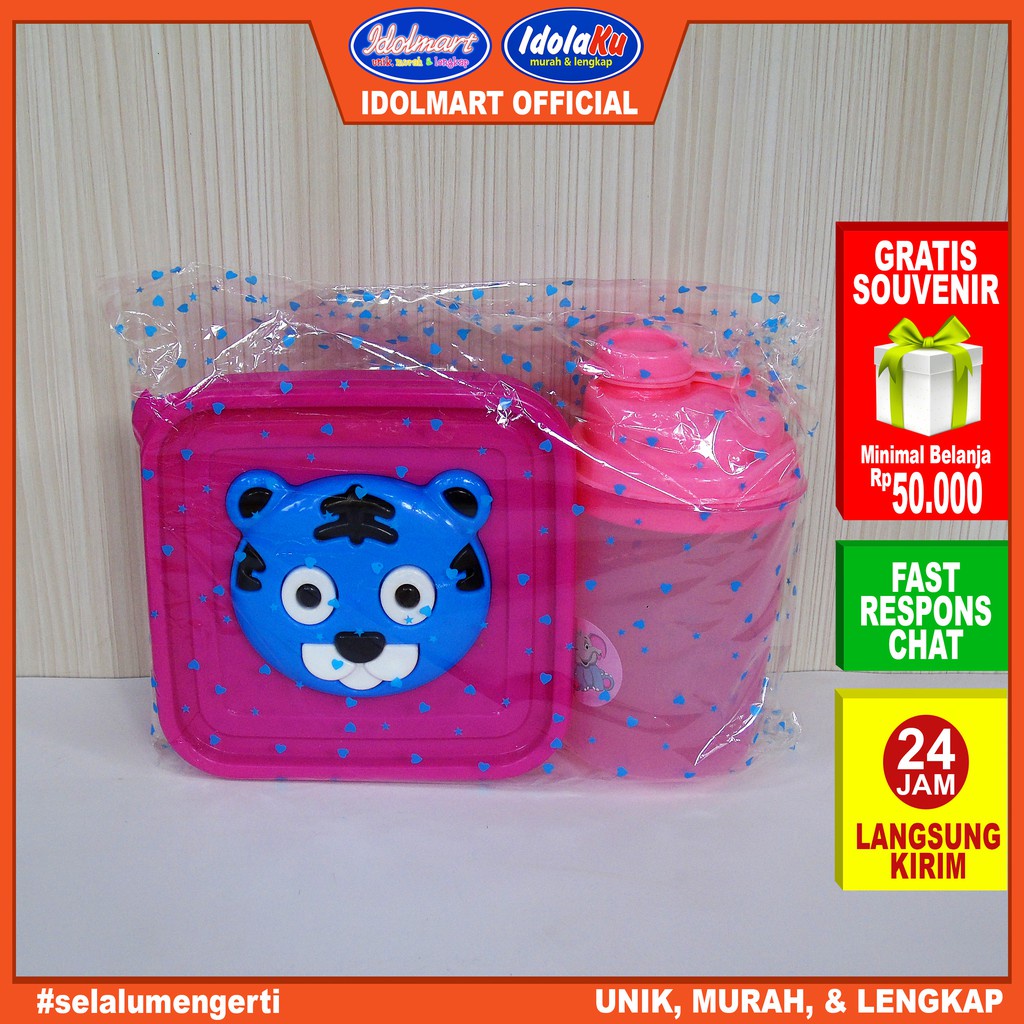 IDOLMART Tempat Makan set + botol minum / luch box parcel / paket souvenir ultah Surabaya