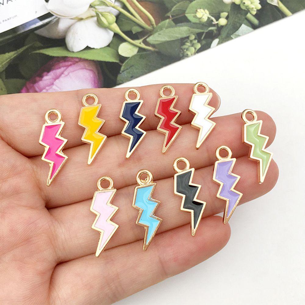 Preva 10PCS Liontin Petir Warna Permen Gelang Anting Kalung Membuat Enamel Charms