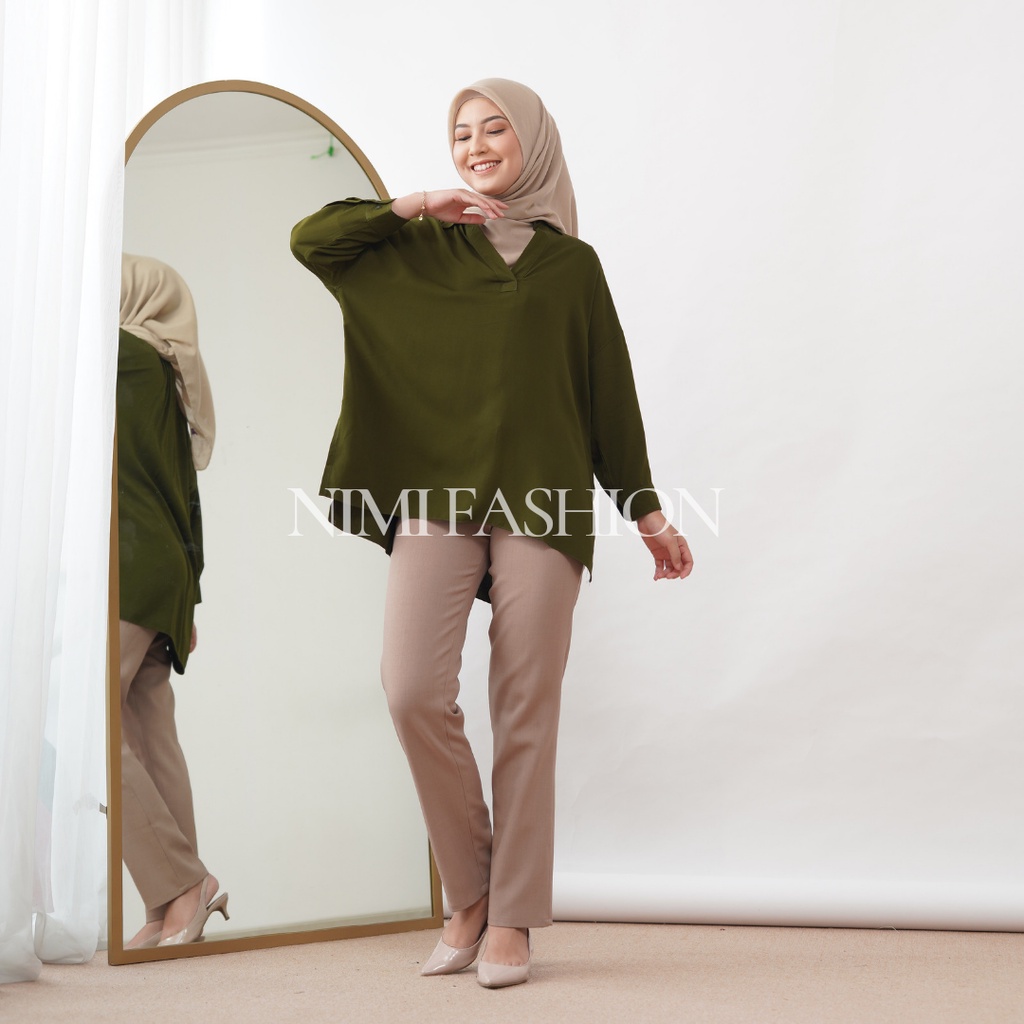 Blouse Oversize Nadine Blouse Wanita Muslim Premium Atasan Uniqlo Oversize Wanita