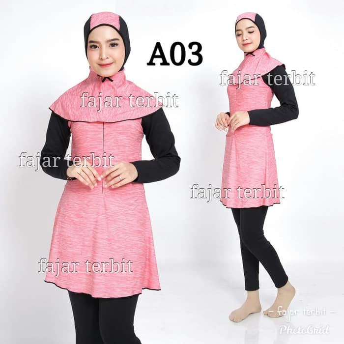 SUPER DISKON Baju renang perempuan muslim dewasa baju renang wanita anak remaja 2 - Abu -abu Tua M