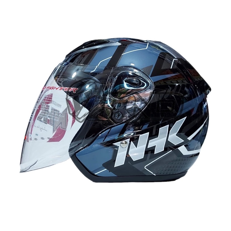 Helm NHK R6 Motif PATROL Black Silver Half Face SNI DOT