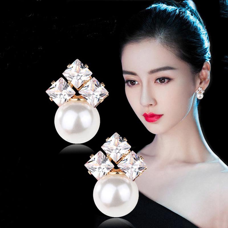 Anting Tusuk Sterling Silver 925 Elegan Dengan Mutiara Untuk Wanita