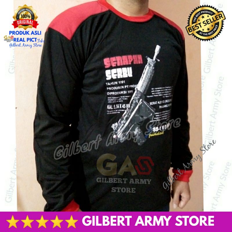 Kaos Sniper Panjang dekker Army Gambar Senapan Serbu Hitam Variasi Merah Gilbert Army Store