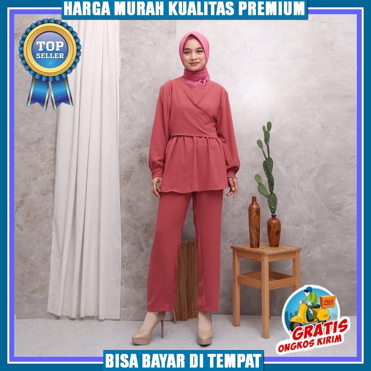 D4255 - One Set Setelan Setcel Import Premium Bangkok Bkk Setelan Wanita Kekinian Stelan Bahan Adem 