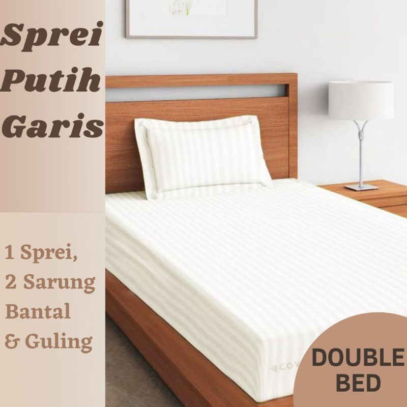 Sprei Seprai Putih Double Katun Sprai Hotel 180x200 160x200 200x200 Super King Queen size no 1 2