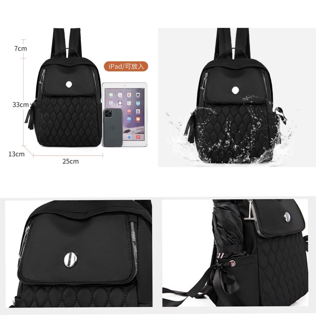 TAS RANSEL WANITA ANTI AIR BACKPACK IMPORT KOREA HITAM DYSTOPIA TA439B5 GENDONG PUNGGUNG SEKOLAH KULIAH KERJA FASHION PREMIUM BATAM MURAH