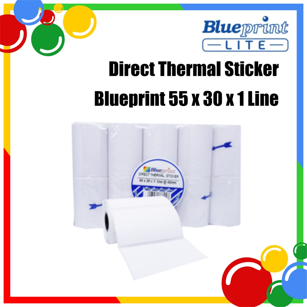 

Direct Thermal Sticker / Label Stiker Blueprint 55x30x1 Line 280pcs