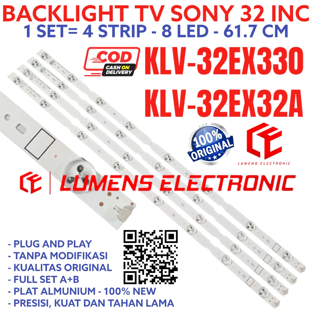 BACKLIGHT TV SONY 32 INC KLV 32EX33A 32EX33 32EX330 32EX330A A LAMPU BL LED 8K 3V KLV-32EX33A KLV-32