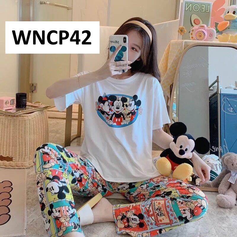 Piyama Wanita Baju Tidur Wanita Lengan Pendek Celana Panjang Mieckey and Minnie - WNCP42