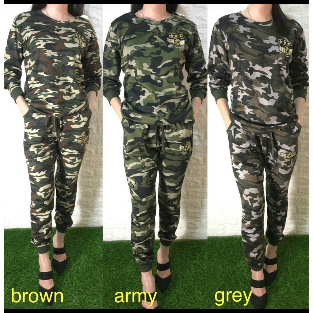 setelan baju olahraga wanita | setelan army wanita | baju army wanita