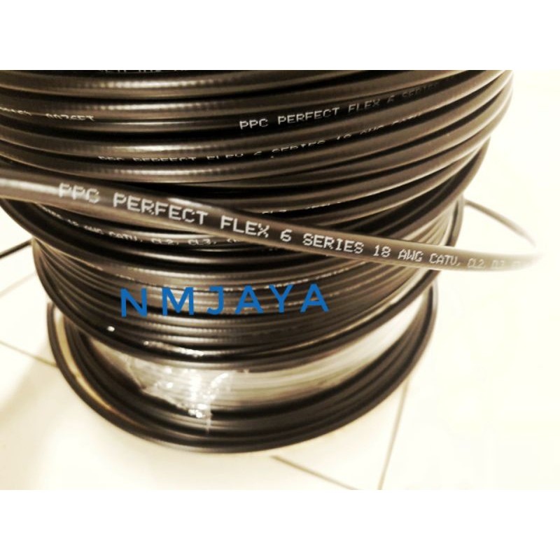 Kabel antena TV RG6 Coaxial Colan 75Ohm Meteran Serabut Tebal