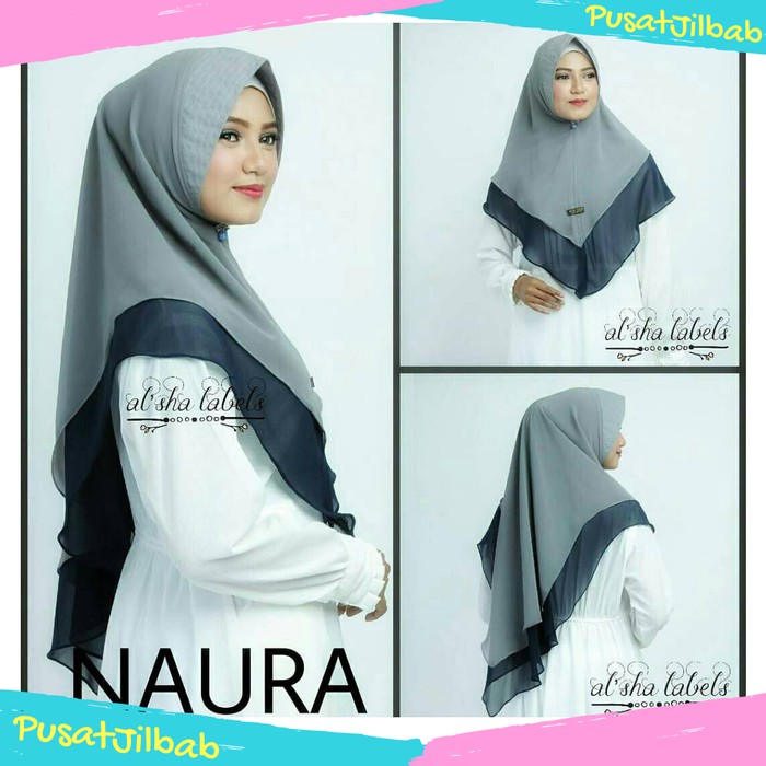 Jilbab Instan Syari Hijab Khimar Ceruti Sifon 2 Layer Naura Khimar