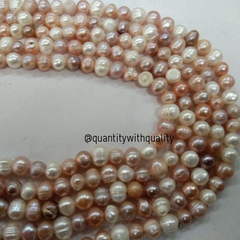 MUTIARA ASLI LOMBOK AIR TAWAR Bulat Barok Ukuran 6-8 mm lengkap putih peach lavender hitam coklat