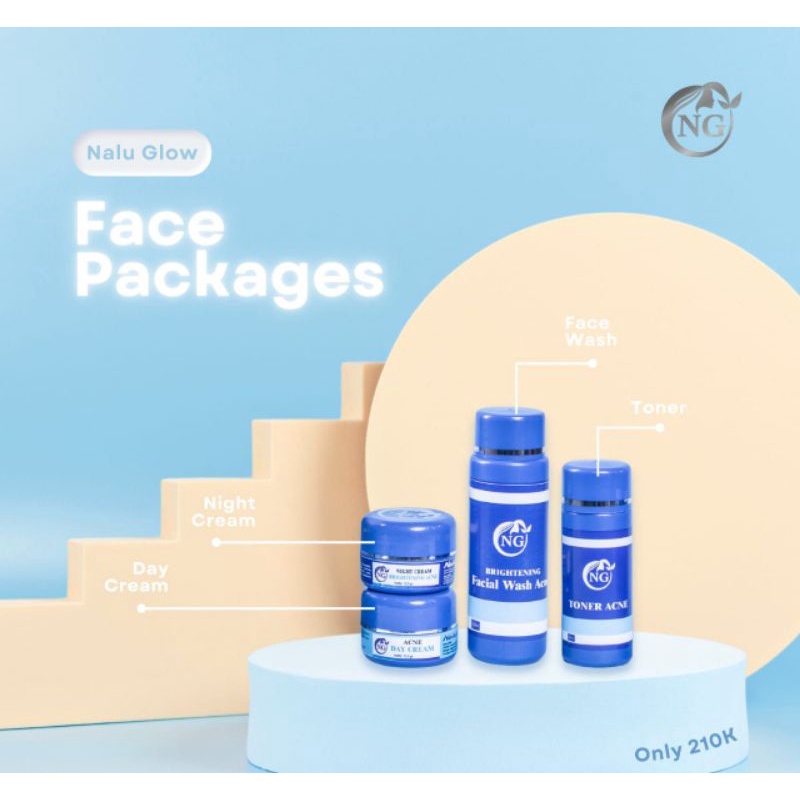Nalu Glow Skincare || Nalu Glow Whitening || Skincare BPOM Nalu Glow Whitening Acne Brightening