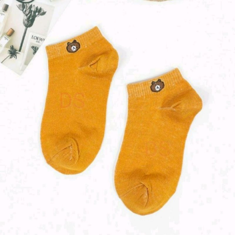 KAOS KAKI BERUANG WARNA WARNI REMAJA  PENDEK MATA KAKI / KAOSKAKI ANKLE CUTE BUNGA DAISY BEAR DS-BERUANG - KUNING